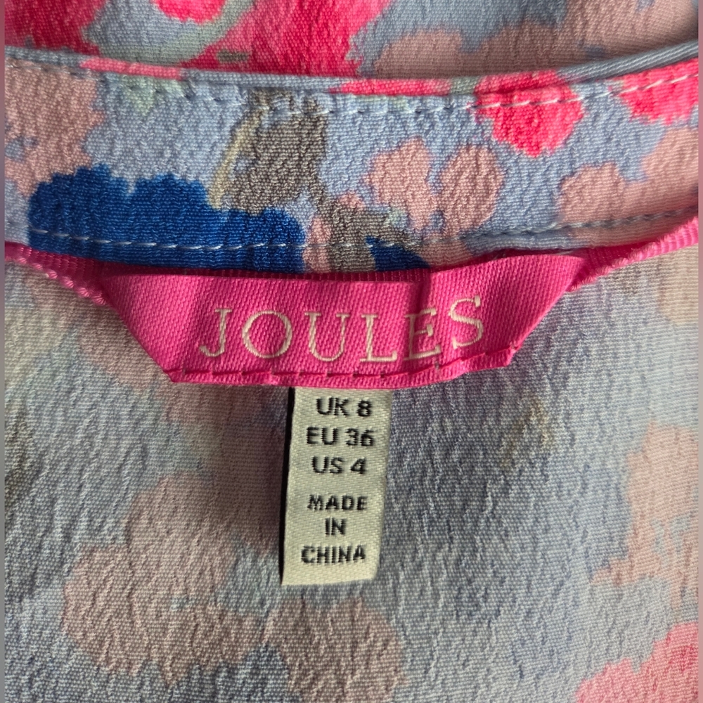 Joules Ava Pink And Blue Floral Sleeveless Shift Dress Size 4 - Picture 9 of 11
